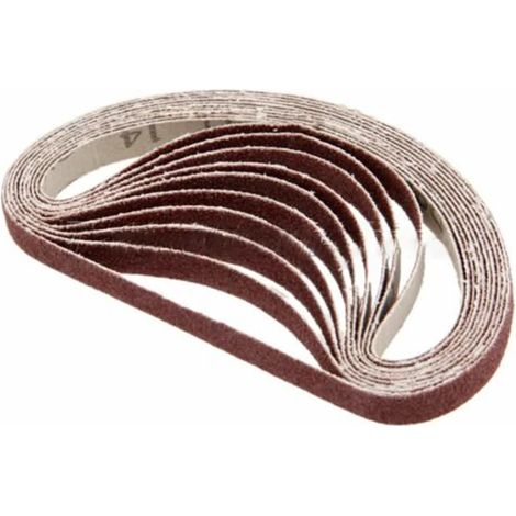 Lot de 10 bandes abrasives en oxyde d'aluminium grain 120 pour ponceuse à bande, utilisées pour polir le bois et dérouiller la peinture - 10 x 330 mm (1/5)