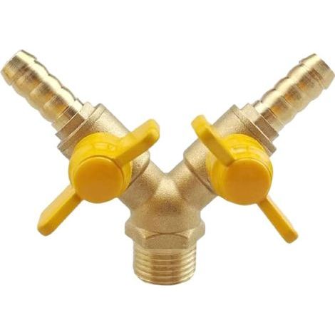 3/8"-Dreiwege-Absperrventil aus Messing, 1/2"-Außengewinde-Doppelschalter-Y-Kugelhahn (1/5)