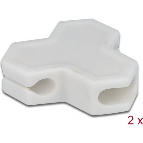Delock Sujetacables autoadhesivo con 3 pasacables (1 x cable plano y 2 x cable redondo) 2 piezas blanco