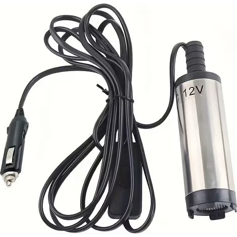 1 pompe submersible électrique 12 V CC, diamètre 38 mm, pour le transfert d'eau, d'huile et de carburant diesel, avec prise allume-cigare, 8 500 tr/min (1/5)