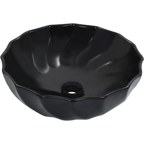 Waschbecken 46 x 17 cm Keramik Schwarz (1/5)