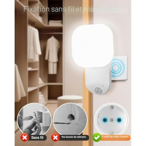 Lumiere Detecteur de Mouvement Interieur, 3 Couleurs Dimmables Applique Murale Rechargeable, Aucun Forage Requis, Convient aux Cages D'escalier et aux Couloirs Applique Murale Intérieure (1/4)