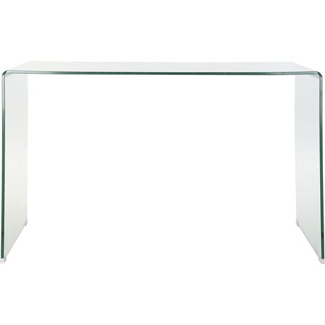 Bureau en verre trempé - Longueur 125 x Hauteur 74 x Profondeur 70 cm - PEGANE - (1/5)