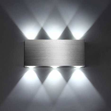 LED Wall Light 6W Indoor Wall Lamp Modern Square Up Down Aluminum Lighting Decoration Light for Bedroom Office Bed Hallway Living Room Hotel Bar Cold White [Energy Class A ++] (1/5)