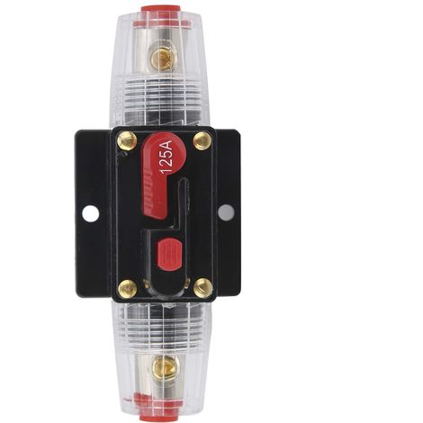 Disjoncteur 12-24 V 125 A avec Réinitialisation Manuelle, Porte-Fusible à Récupération Automatique en Ligne pour Audio de Voiture, Stéréo de Bateau Marin, Protection Contre Les Surcharges, (1/5)