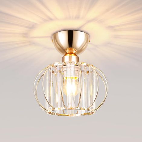 4773876 Plafonnier en Cristal Doré E27 Lustre Moderne Lampe Plafond (1/5)