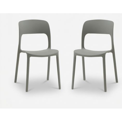 2er Set moderne stapelbare Stühle aus Polypropylen Numana - Grau (1/5)