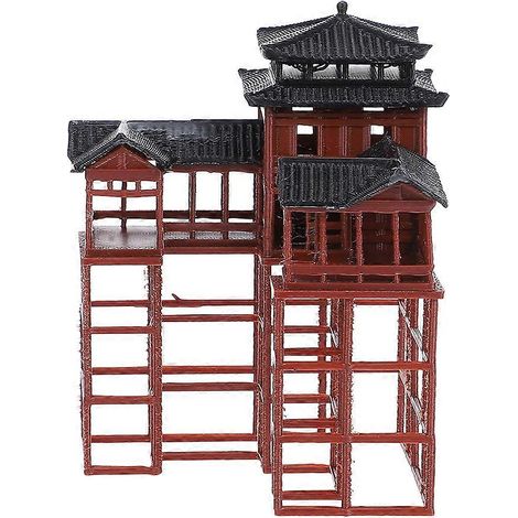 Modèles de pavillons miniatures : Ornements décoratifs pour aquarium asiatique - Sculptures architecturales anciennes réalistes, adaptées à la présentation sur une table ou dans un récipient en verre. (1/5)
