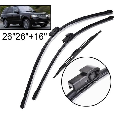 Lot de 3 Balai d'essuie-glace avant + arrière Pour Range Rover L322 Vogue HSE 2002 2003 2004 2005 2006 2007 2008 2009 2010 2011 2012 (1/4)