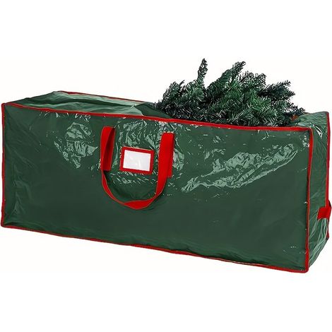 Grand sac de rangement rectangulaire en PVC pour sapins de Noël – fermeture éclair, poignée de transport robuste – pour une utilisation intérieure et extérieure – vert (1/5)