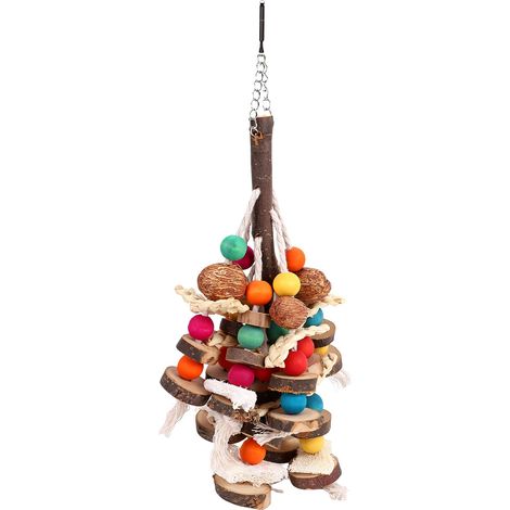 Jouets pour perroquet blocs de bois multicolores jouet à mâcher pour oiseau cage morsure pour aras, cacatoès, inséparables, perruches (1/5)