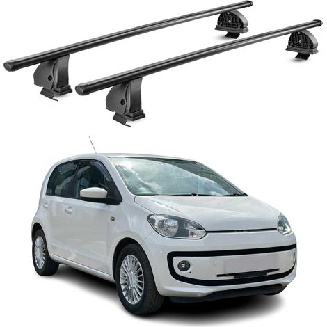 OMAC Stahl Dachträger Querträger VW Up 2011-2023 5Tür – TÜV / DIN 75302:2019 – Abschließbar – Max. 75 kg – 2 Stangen – Schwarz (1/5)