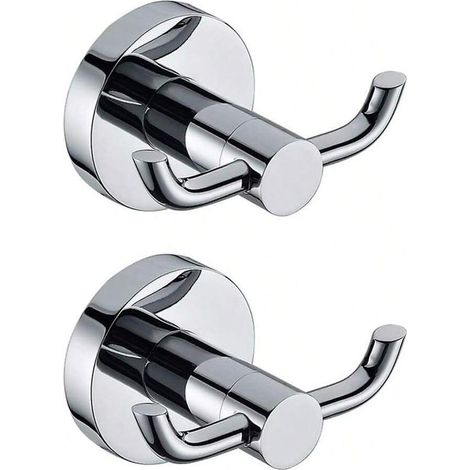 Juego de 2 ganchos para batas de pared modernos y resistentes, toallero doble, perchero y gancho para abrigos. (1/3)