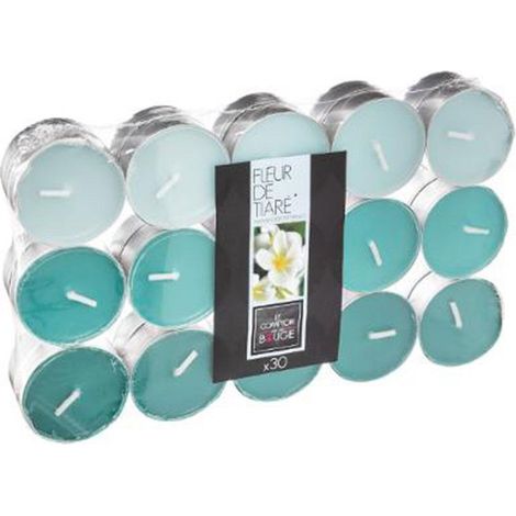 Lot de 30 Bougies Chauffe-Plat Parfumées 3,7cm Fleur de Tiaré