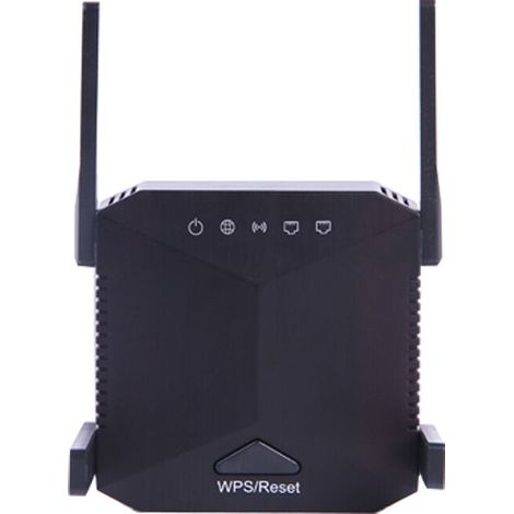 Amplificateur de signal réseau sans fil, zggzerg, répéteur WiFi, transmission 300 Mbps, réseau 2,4 GHz, connexion WPA et WPA2, 4 antennes externes, avec port LAN, Noir (1/4)