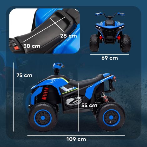 Quad elettrico per bambini 3-6 km/h con LED, musica e USB, blu HAVRYA (1/3)