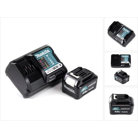 Kit alimentatore Makita 12 V con 1 batteria BL1041B 4,0 Ah + caricabatterie DC10WD