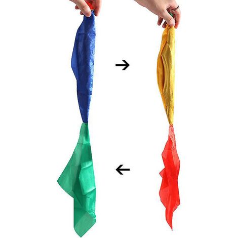 foulard Magique Color 4 Foulards En Soie Changeant De Couleur Pour La Magie De Rue, La Maison, L'cole, La Fte (rouge, Jaune, Bleu, Vert) (1/5)
