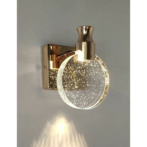 Snow-Crystal Wall Sconce, Luxury Nordic Style Indoor Wall Light, Creative Round Wall Lamp for Bedroom, Bedside, Living Room, Bathroom, Dresser, Corridor(Gold, Small) (1/5)