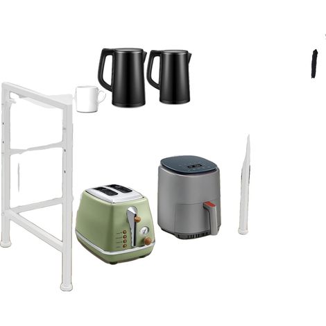 Mikrowellenregal, Konstruktion aus Kohlenstoffstahl, verstellbarer Regalabstand 30-41cm, maximale Tragfähigkeit 10-15kg, skalierbare Länge 40-65cm, 3 (1/5)