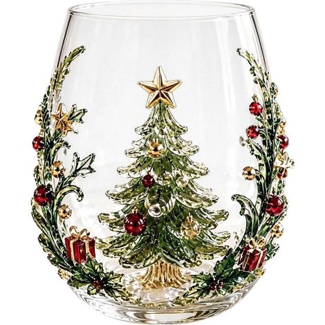 Verre décoratif 3D Noël verre à vin sans pied décoré Père Noël poignée antidérapante motifs 3D mug pour boissons de fêtes (1/5)
