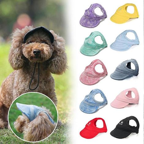 Casquette de baseball pour chien, chapeau de soleil pour animaux de compagnie, protection solaire, chapeau de sport pour chien, chapeau de voyage d'été respirant avec trous pour les oreilles [DB] Noir