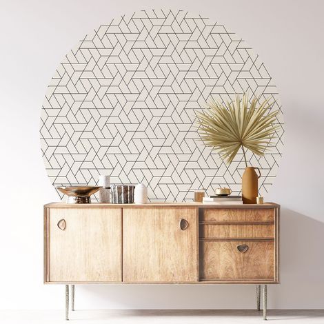 Sticker mural rond / cercle - Motif géométrique - Diamètre 40 cm - Adhésif + Protection MATE (1/3)