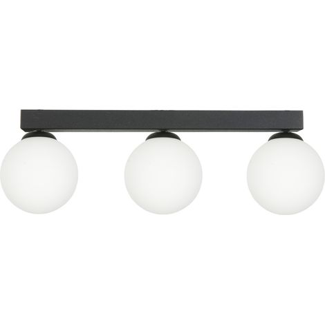 Lámpara de techo estilo loft industrial, negra, pantalla de cristal blanco, casquillo E14 arial 13-352