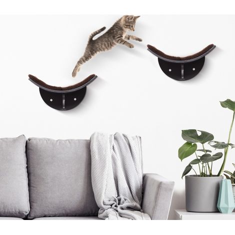 Estantería mural para gatos 41 x 28 x 21 cm en MDF, marrón OKMYHOME (1/5)
