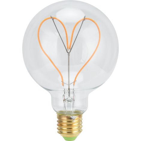 Ampoule LED rétro G95 en forme de cœur, E27 4W 110V, lumière chaude dimmable pour chambre, salon ou café.