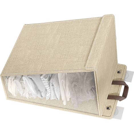 Panier à linge mural pliable et peu encombrant, beige, taille M. (1/5)