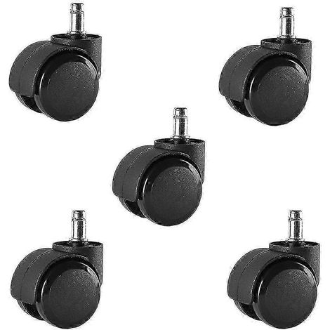 Lot de 5 roulettes noires de 5 cm (2 pouces) pour chaises de bureau, roulettes de rechange robustes pour chaises de bureau (1/5)
