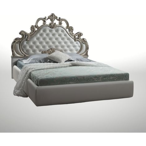 Letto matrimoniale barocco Aleksandra bianco contenitore (1/3)