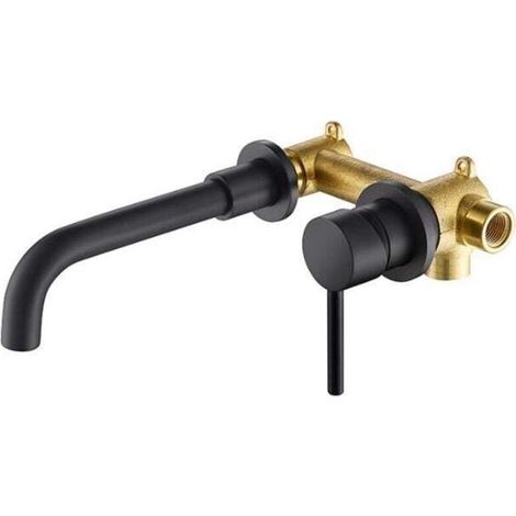 Black Painted Brass Faucets, Bathroom Wall Taps, Wall Mounted Basin Taps, Wall Mounted Basin or Bathtub Taps MUMU (1/4)