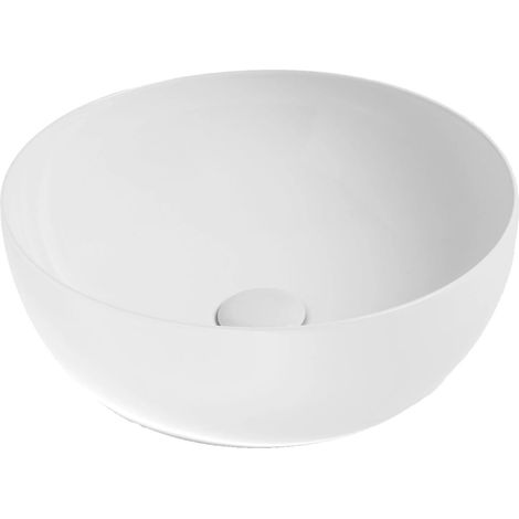 Lavabo Circle appoggio salvaspazio 40x40 h14 tondo in ceramica (1/3)