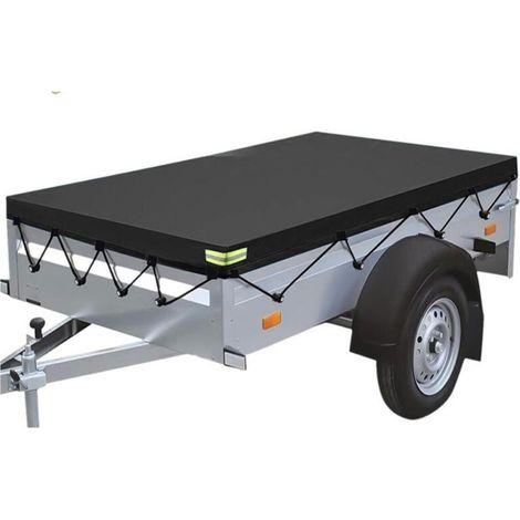 Lona negra para remolque de 214 x 122 x 13 cm en tejido Oxford - Impermeable, cortavientos, protección solar, resistente al desgarro. (1/4)
