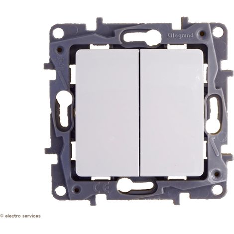 Legrand – Double interrupteur va-et-vient 250V – Courant 10A – Mécanisme avec coque de protection – Usage intérieur uniquement (1/7)