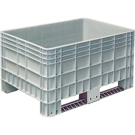 BRB Palettenbox mit Außenrippen und 2 Kufen, LxBxH 1170 x 800 x 650 mm, grau