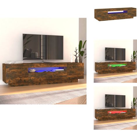 Meuble TV avec lumières LED Chêne fumé 160x35x40 cm - Meubles Tv - Meuble Tv Led - Meuble Tv Avec Éclairage - Meuble Tv Design - Meuble Tv Moderne (1/5)