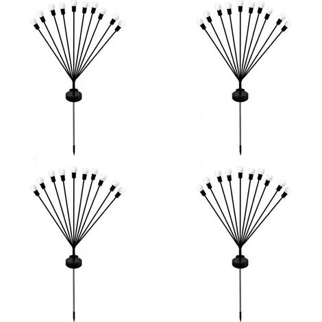 Lampes solaires lucioles, lot de 4, 10 LED, pour jardin,terrasse,balcon, décoration, étanches (blanc chaud) (1/5)
