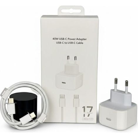 Chargeur rapide PD 40 W, compatible avec les iPhone et iPad d'Apple, kit de charge rapide universel + câble de données de 1 m