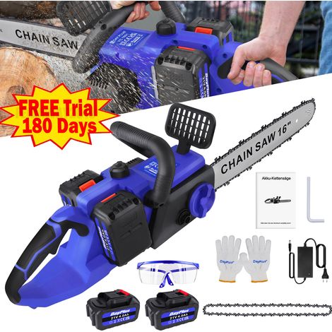 16'' Cordless Electric Chainsaw Garden Wood Cutter Saw Tree Pruning 2x Battery (1/5)