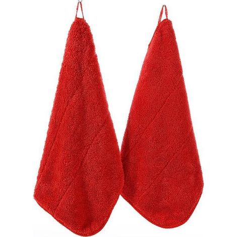 Filiyano-Serviette suspendue (25 x 30 cm, rouge) en polaire microfibre corail