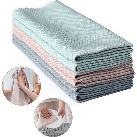 Chiffon Microfibre pour Vitres Sans Traces - Absorbante et Sans Peluches - Nettoyage Cuisine et Élimination de Graisse (1/5)