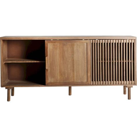 Buffet style nordique en bois de manguier finition naturelle - Bois naturel clair et noir (1/5)
