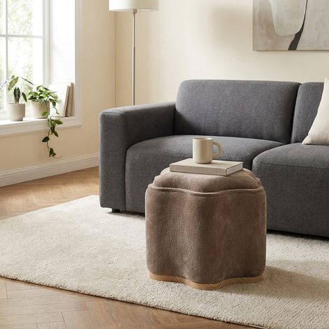 Curvy Chenille Storage Ottoman with Tray Top (1/3)