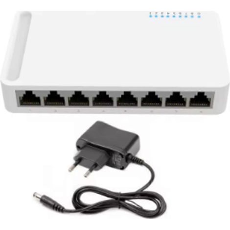 Commutateur Gigabit 8 ports 10/100/1000Mhub réseau domestique avec câble d'alimentationrépartiteur Ethernet pour bureauprise européenne (1/5)