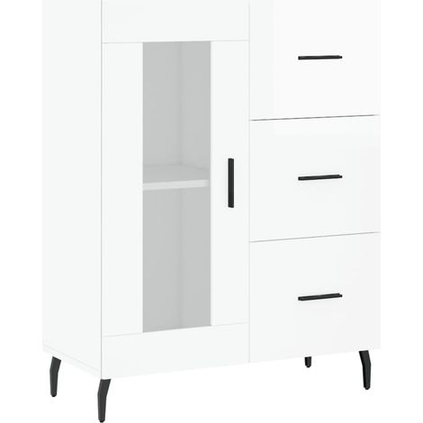 Credenza buffet cassettiera mobile contenitore organizer cucina soggiorno lucido 69,5 x 34 x 90 cm derivati del legno bianco 020030746