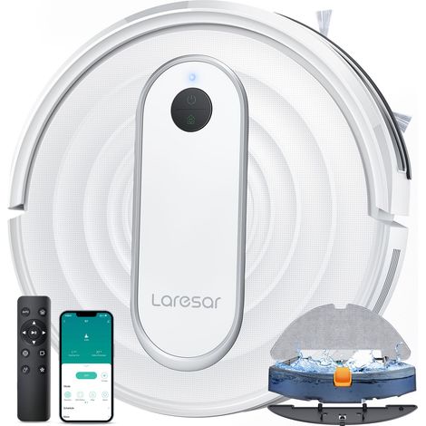 Laresar – Aspirateur robot 4500Pa – Nettoyage 3-en-1 – Détection automatique des tapis – Contrôle Alexa/WiFi – Ultra-silencieux 50dB
