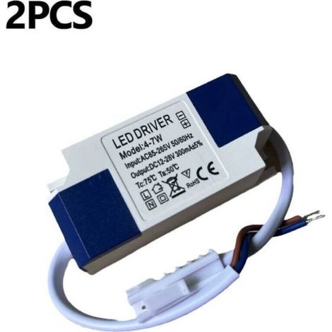 Pack de 2 pilotes LED, transformateur pour plafonnier LED 4-7 W, alimentation pour panneau LED, alimentation pour pilote LED, connecteur CC pour plafonnier LED
